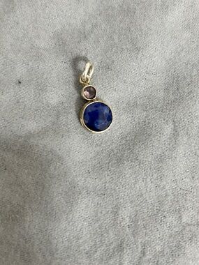 Sterling Silver Pendant with Blue and Light Pink Stones